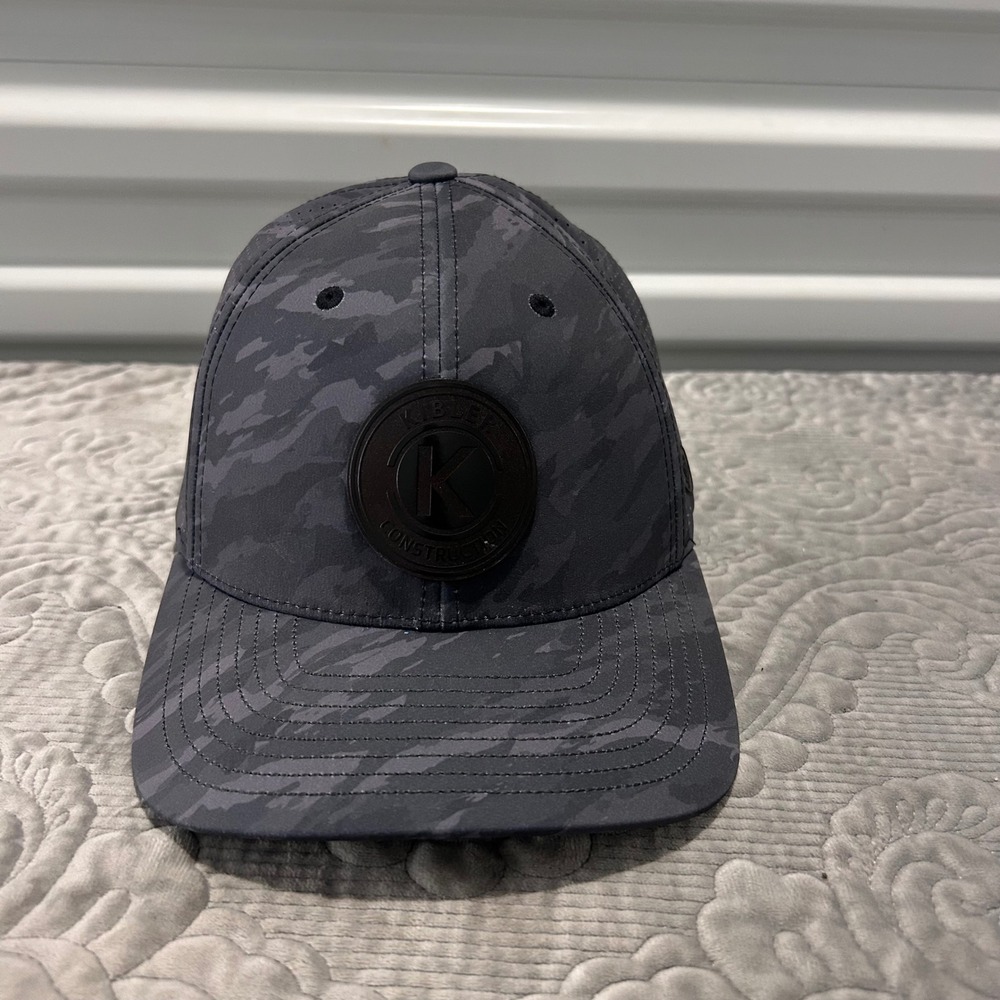 Branded Bills Elite Series Grey Camo Snapback Hat Kibler Construction Perforated